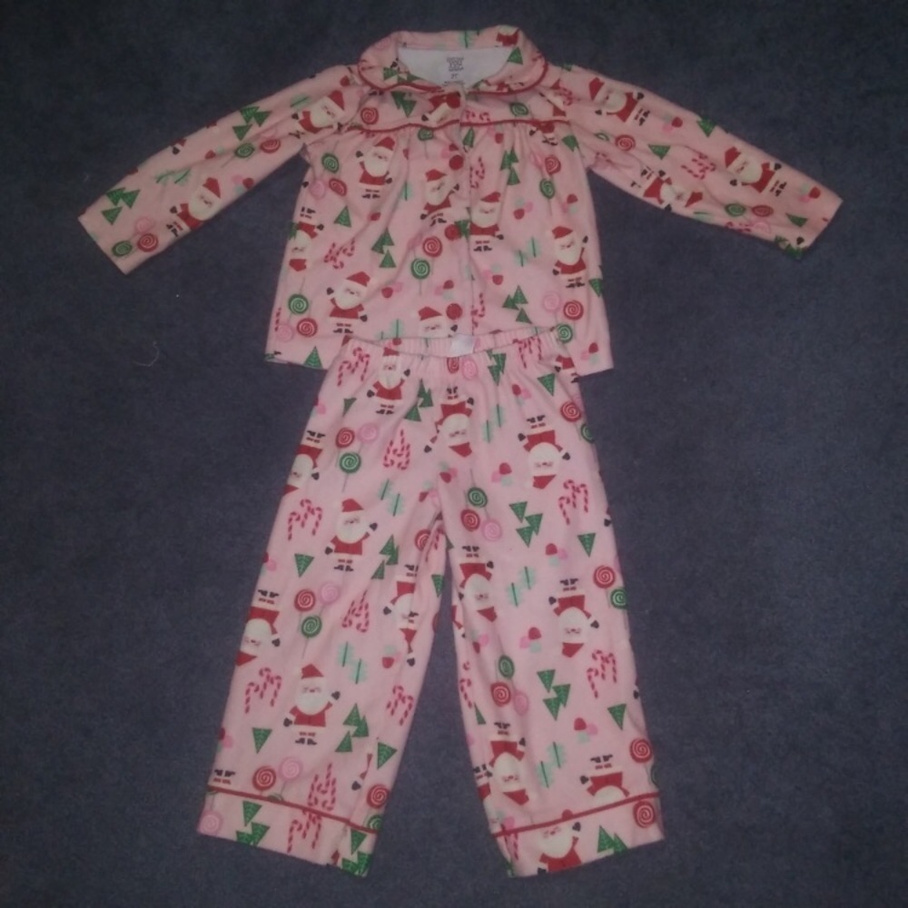 Carter's Just One You® Toddler Girls' Santa Coat Pajama Set - Pink - Picture 2 of 11